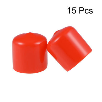 Harfington Uxcell 15pcs Rubber End Caps 23mm ID 25mm Height Screw Thread Protectors Red