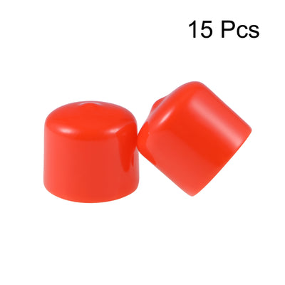 Harfington Uxcell 15pcs Rubber End Caps 24mm ID 25mm Height Screw Thread Protectors Red