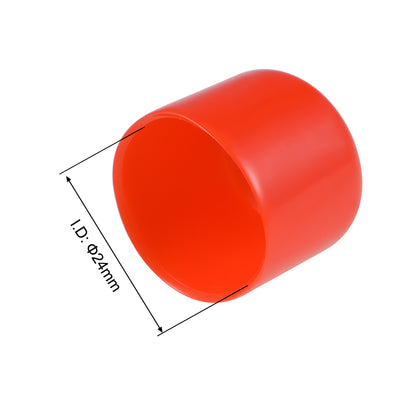 Harfington Uxcell 25pcs Rubber End Caps 24mm ID 25mm Height Screw Thread Protectors Red