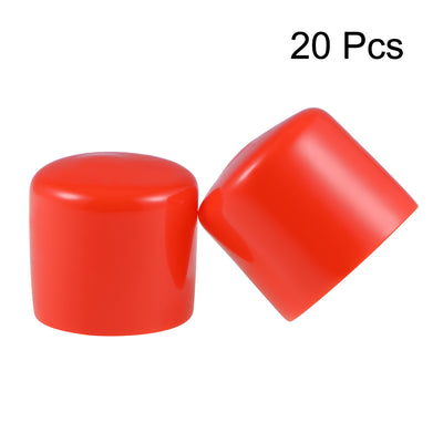 Harfington Uxcell 20pcs Rubber End Caps 33mm ID 35mm Height Screw Thread Protectors Red