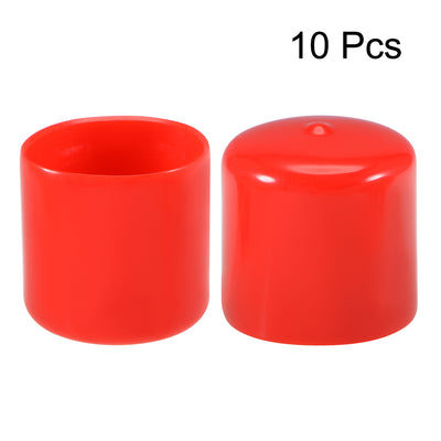 Harfington Uxcell 10pcs Rubber End Caps 45mm ID 42mm Height Screw Thread Protectors Red