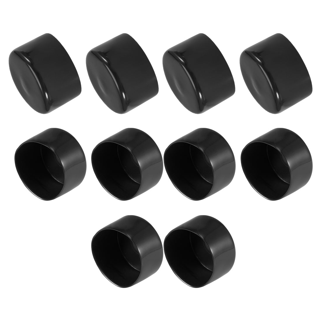 uxcell Uxcell 10pcs Rubber End Caps 50mm ID 40mm Height Screw Thread Protectors Black