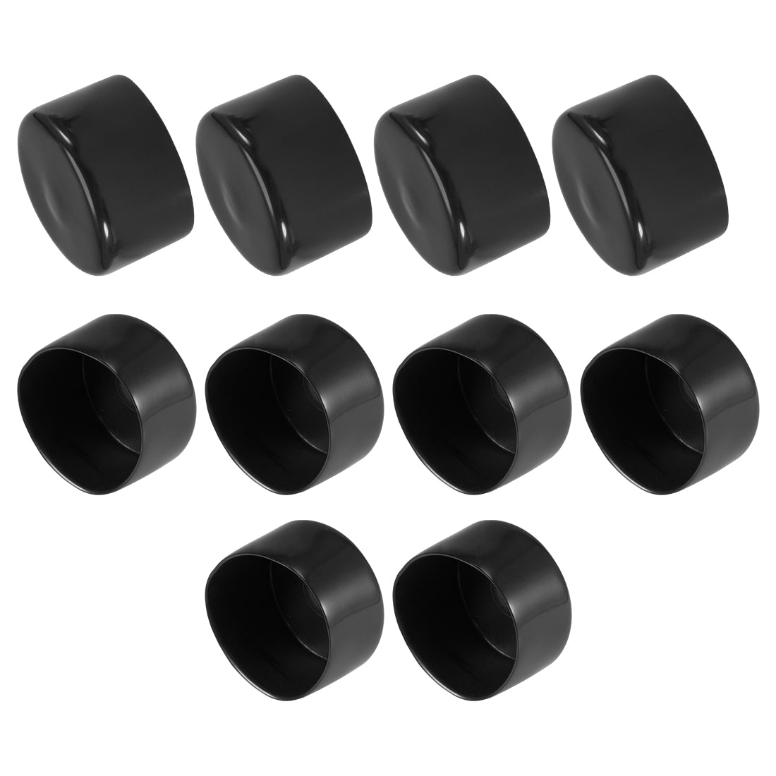 uxcell Uxcell 10pcs Rubber End Caps 52mm ID 42mm Height Screw Thread Protectors Black