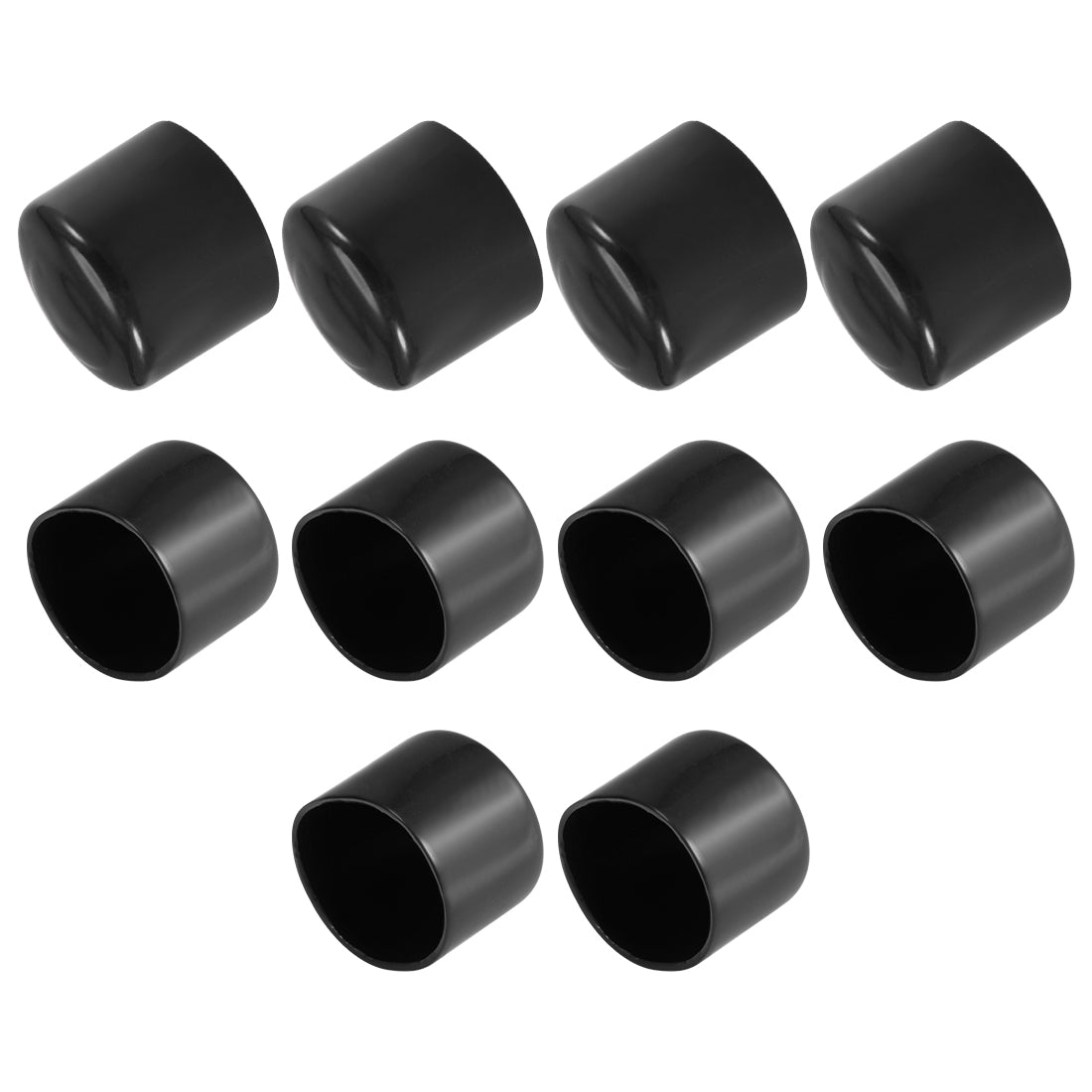 uxcell Uxcell 10pcs Rubber End Caps 60mm ID 39mm Height Screw Thread Protectors Black