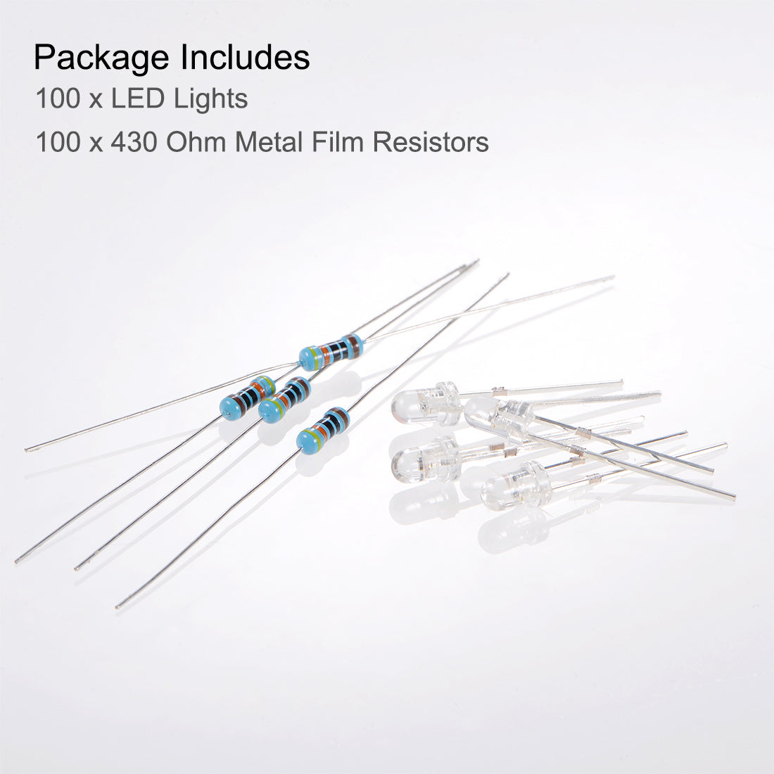 uxcell Uxcell 100Set 3mm LED Diodes Kit Clear Flashing Red Super Bright 19mm Pin W Resistors
