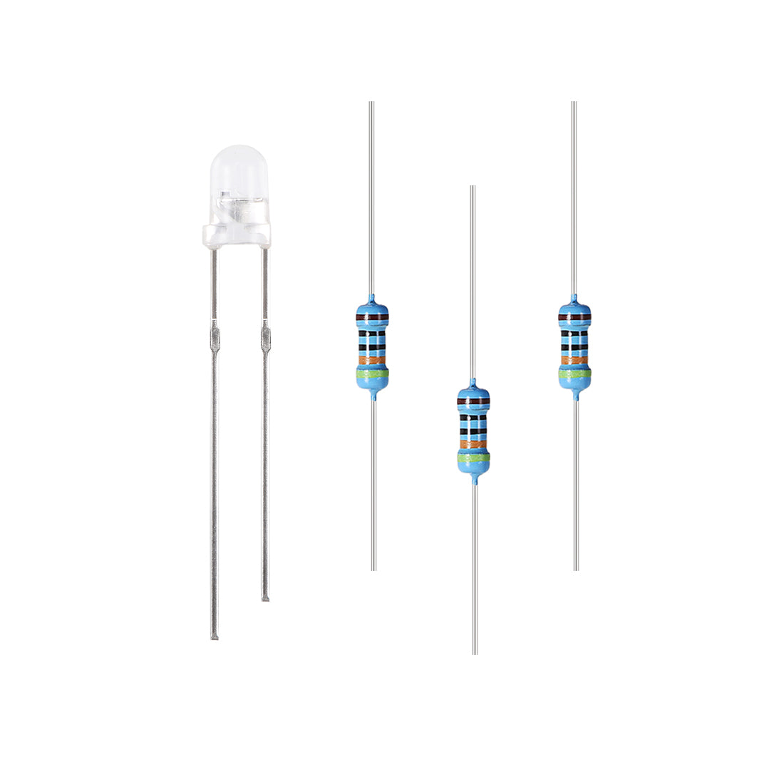 uxcell Uxcell 100Set 3mm LED Diodes Kit Clear Flashing Red Super Bright 19mm Pin W Resistors