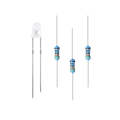 Harfington Uxcell 100Set 3mm LED Diodes Kit Clear Flashing Red Super Bright 19mm Pin W Resistors