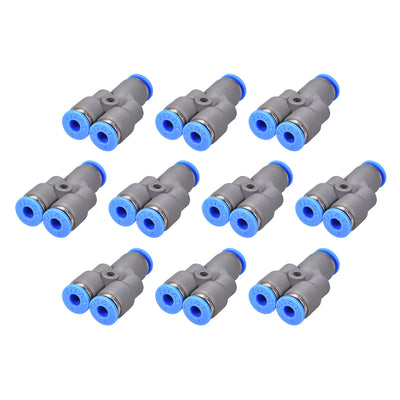 Harfington Uxcell Push To Connect Air Fittings Y Type Tube Connect 4mm OD Push Lock Grey 10Pcs
