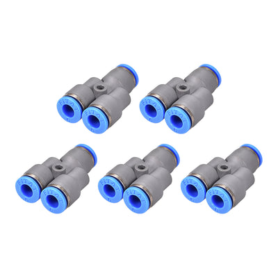 Harfington Uxcell Push To Connect Air Fittings Y Type Tube Connect 6mm OD Push Lock Grey 5Pcs
