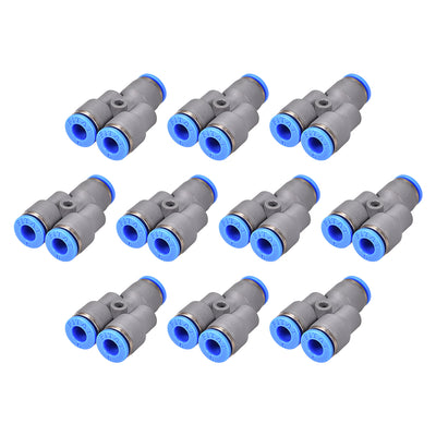Harfington Uxcell Push To Connect Air Fittings Y Type Tube Connect 6mm OD Push Lock Grey 10Pcs