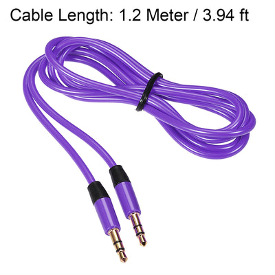 Harfington Uxcell 3.5mm Male to Male  Cable Stereo  Extension, 1.2 Meter Long, for Headphones Smartphones Notebooks, Purple
