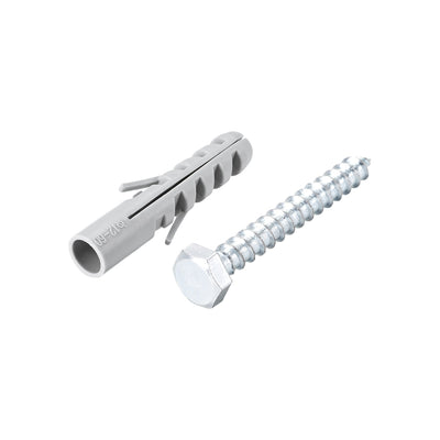 Harfington Uxcell 12x60mm Plastic Expansion Tube for Drywall with Hex Screws Gray 4pcs