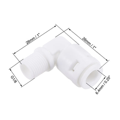 Harfington Uxcell Quick Connector L Type G1/8 Male Thread to 1/4" Tube, Connect Fittings for Ro Water Purifier, 26x26mm White 10Pcs