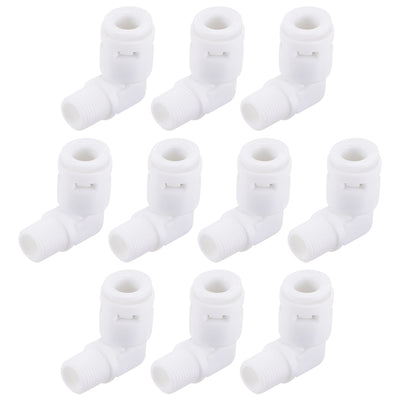 Harfington Uxcell Quick Connector L Type G1/8 Male Thread to 1/4" Tube, Connect Fittings for Ro Water Purifier, 26x26mm White 10Pcs