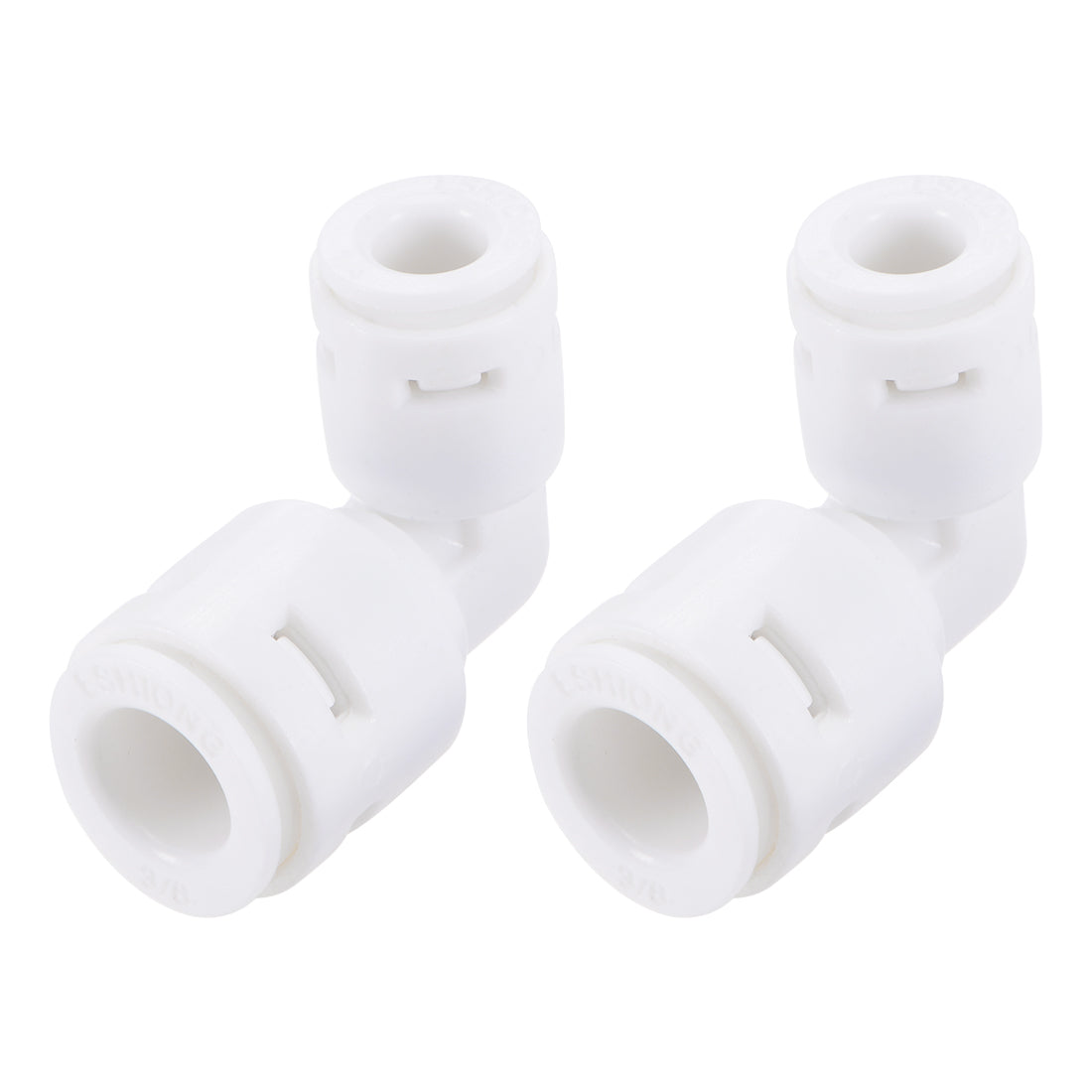 uxcell Uxcell Quick Connector L Type 1/4" to 3/8" Push Fit Elbow Connect Fittings for Water Purifier, 35x30mm White 2Pcs