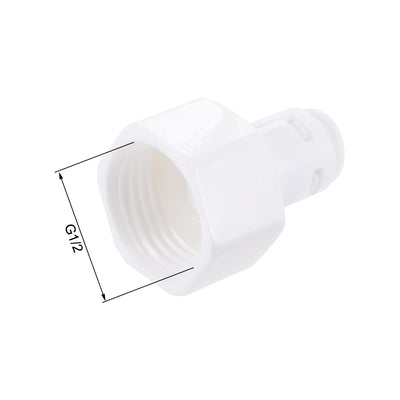 Harfington Uxcell Quick Connector G1/2 Female Thread to 1/4" Tube, Straight Connect Fittings for Water Purifier, 34mm White 5Pcs