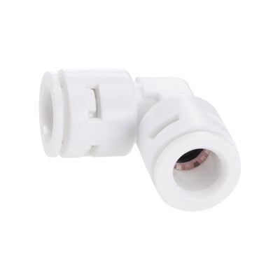 Harfington Uxcell Quick Connector L Type 3/8" to 3/8" Push Fit Elbow Connect Fittings for RO Water Purifier, 35x35mm White 10Pcs