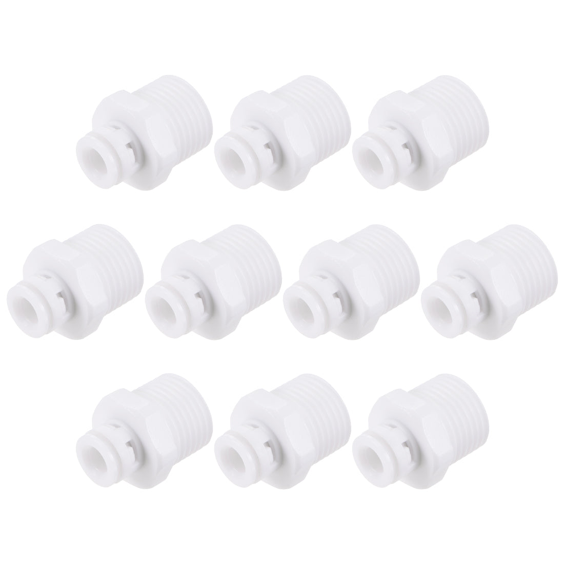 uxcell Uxcell Quick Straight Union Connector Fittings G1/2 Male Thread to 1/4" for Reverse Osmosis Water Filtration, 30mm White 10Pcs