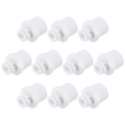 Harfington Uxcell Quick Straight Union Connector Fittings G1/2 Male Thread to 1/4" for Reverse Osmosis Water Filtration, 30mm White 10Pcs