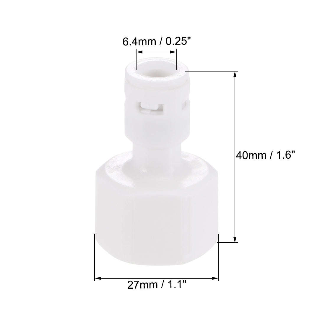 uxcell Uxcell Quick Connector G1/2 Female Thread to 1/4" Tube, Straight Connect Fittings for Water Purifier, 40mm White 5Pcs