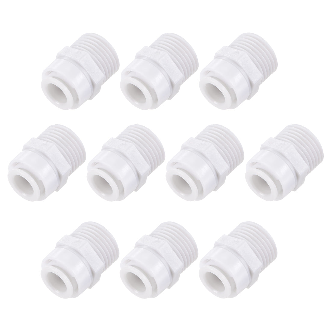 uxcell Uxcell Quick Connector G1/2 Male Thread to 3/8" Tube, Straight Connect Fittings for Water Purifier, 29mm Gray White 10Pcs