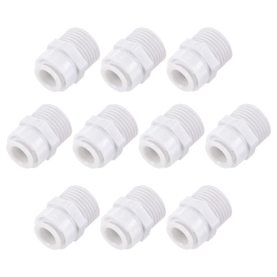 Harfington Uxcell Quick Connector G1/2 Male Thread to 3/8" Tube, Straight Connect Fittings for Water Purifier, 29mm Gray White 10Pcs