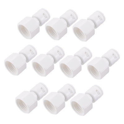 Harfington Uxcell Quick Connector G1/2 Female Thread to 3/8" Tube, Straight Connect Fittings for Water Purifier, 41mm White 10Pcs