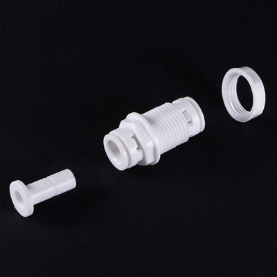 Harfington Uxcell Quick Union Bulkhead Connector 3/8" to 3/8", Straight Connect Fittings for RO Water Purifier, 45mm White 5Pcs
