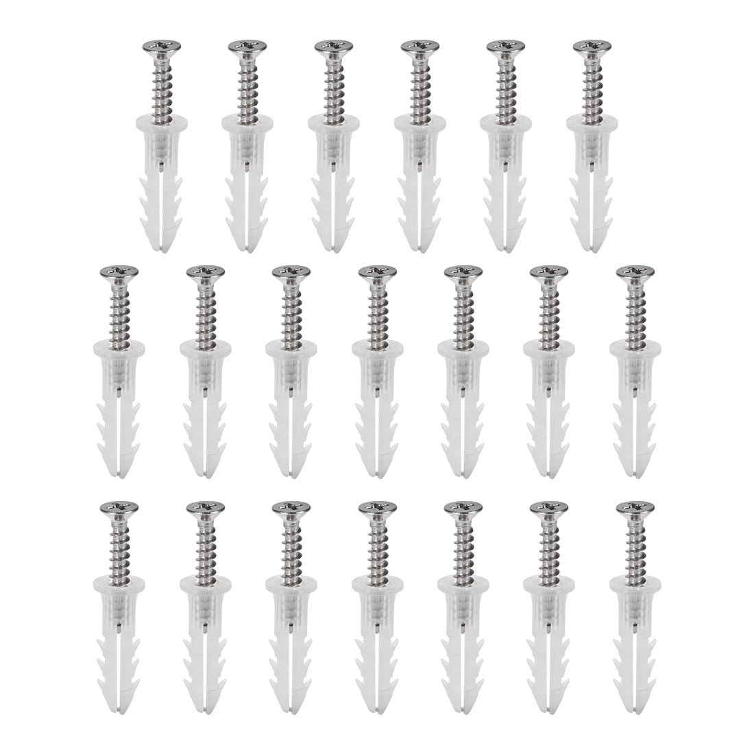 uxcell Uxcell 6x26mm Plastic Expansion Tube for Drywall with Screws, Translucent 20pcs