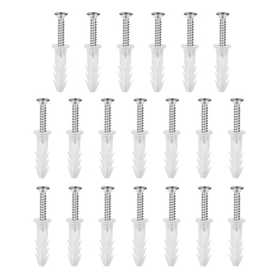 Harfington Uxcell 6mmx25mm Plastic Expansion Tube for Drywall with Screws, Translucent 20pcs