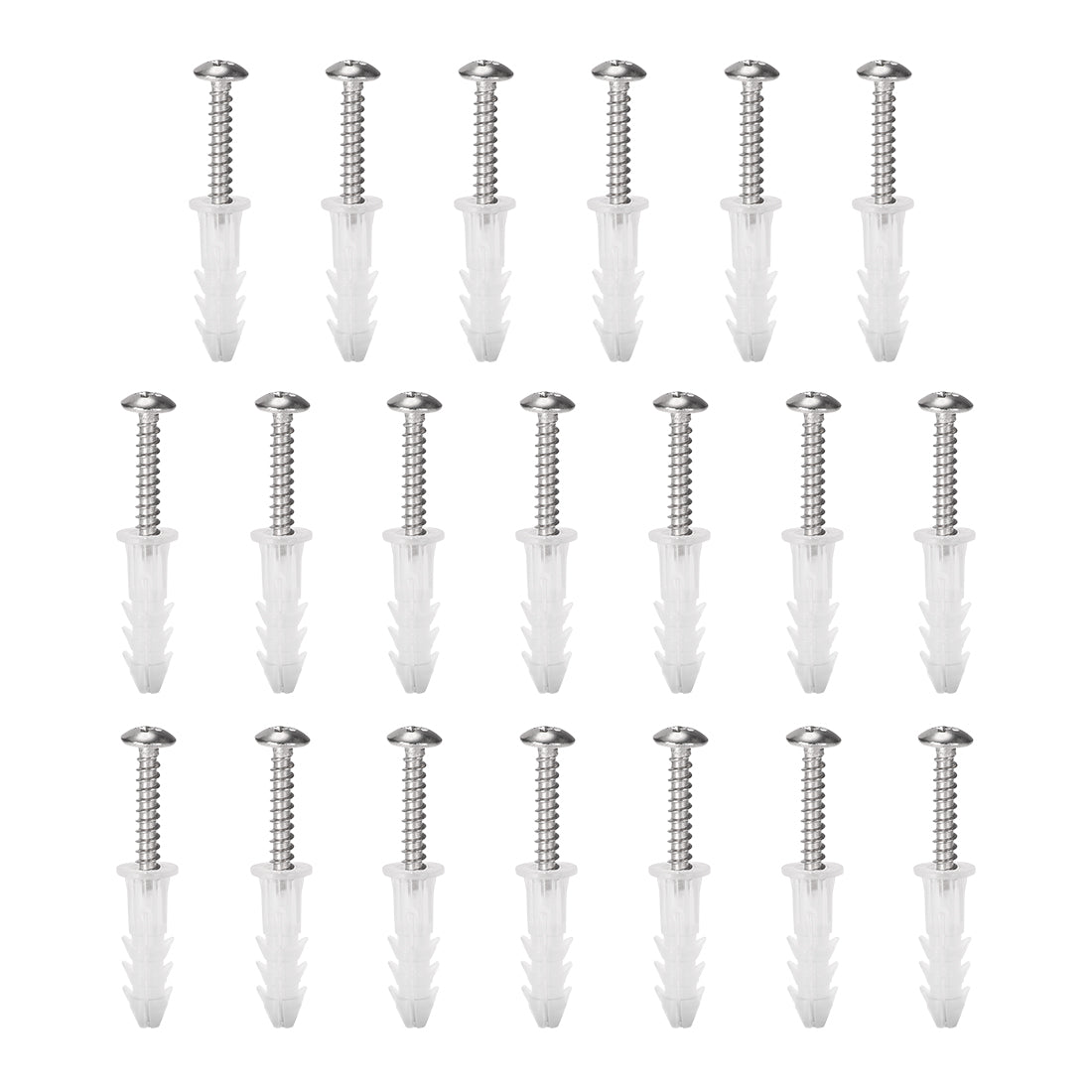 uxcell Uxcell 6 x 26mm Plastic Expansion Tube for Drywall with Screws, Translucent 20pcs