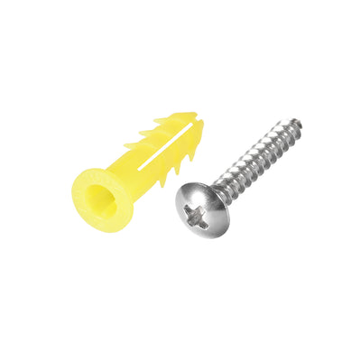 Harfington Uxcell 6 x 26mm Plastic Expansion Tube for Drywall with Screws, Yellow 20pcs