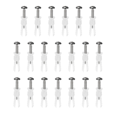 Harfington Uxcell 6mmx32mm Plastic Expansion Tube Pipe for Drywall with Screws White 20pcs