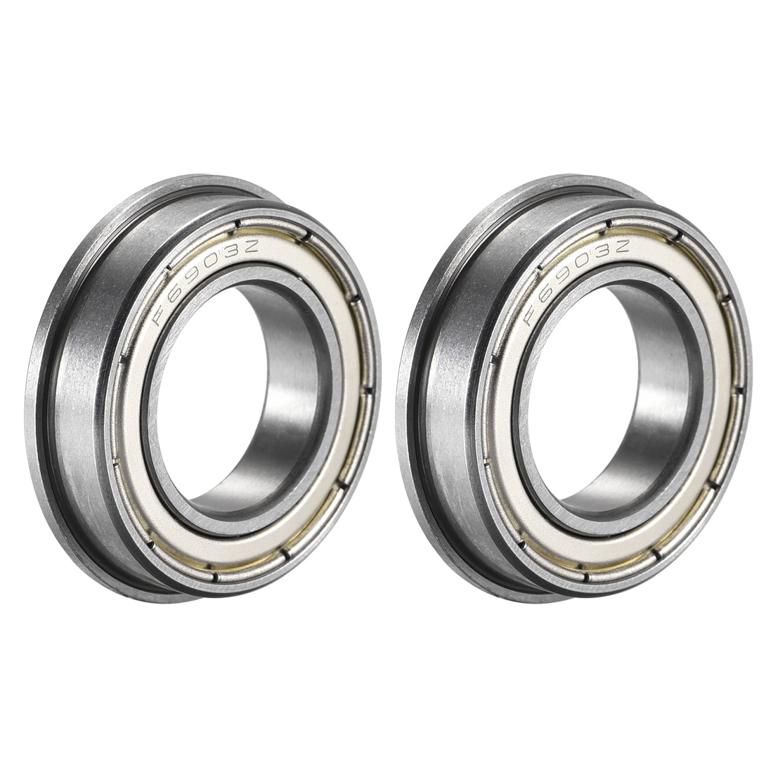 uxcell Uxcell F6903ZZ Flange Ball Bearing 17x30x7mm Double Shielded Chrome Steel Bearings 2pcs
