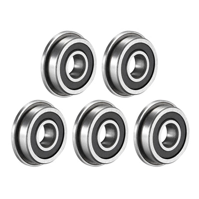 Harfington Uxcell F695-2RS Flange Ball Bearing 5x13x4mm Double Sealed Chrome Steel Bearings 5pcs