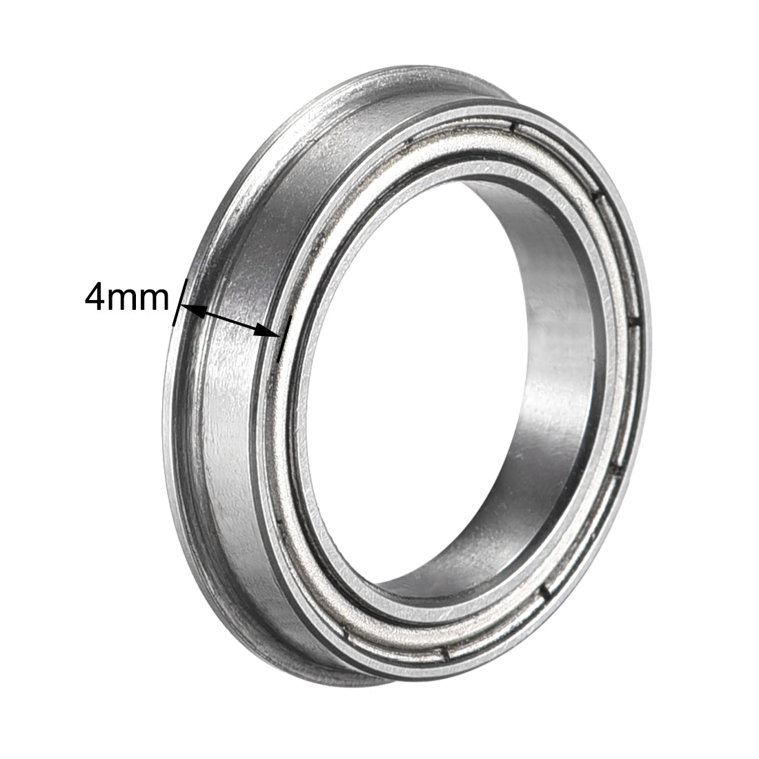 uxcell Uxcell F6702ZZ Flange Ball Bearing 15x21x4mm Double Shielded Chrome Steel Bearings 2pcs