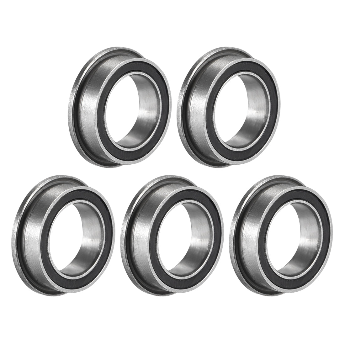 uxcell Uxcell MF128-2RS Flange Ball Bearing 8x12x3.5mm Sealed Chrome Steel Bearings 5pcs