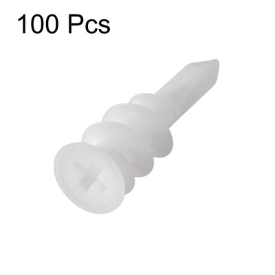 Harfington Uxcell 13x42mm Plastic Expansion Tube Drywall Wall Fixing White 100pcs