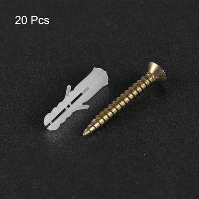 Harfington Uxcell 4x20mm Plastic Expansion Tube for Drywall with Color Zinc Screws White 20pcs