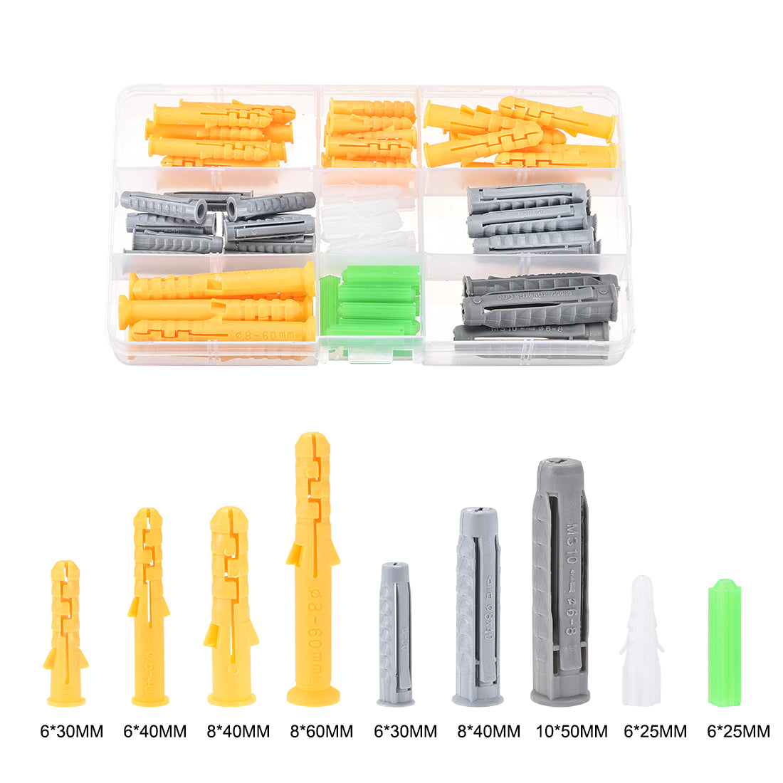 uxcell Uxcell Plastic Expansion Tube Assortment Kit for Drywall 4 Colors 73pcs