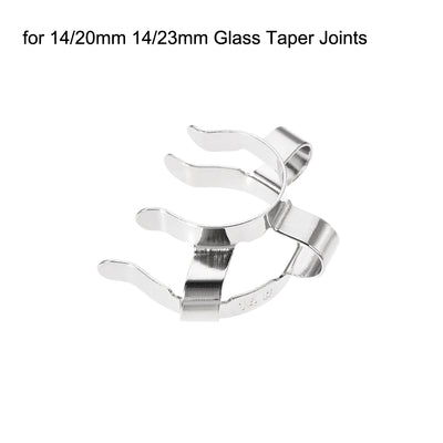 Harfington Uxcell Joint Clip Lab Clamp Mounting Clips for Glass Taper Joints Laboratory Tool Silver Tone