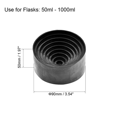 Harfington Uxcell Lab Flask Support Rubber Stand 90mm Diameter Round Bottom Holder for 50ml-1000ml Flasks Black