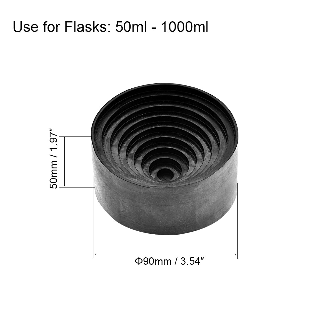 uxcell Uxcell Lab Flask Support Rubber Stand 90mm Diameter Round Bottom Holder for 50ml-1000ml Flasks Black 3Pcs