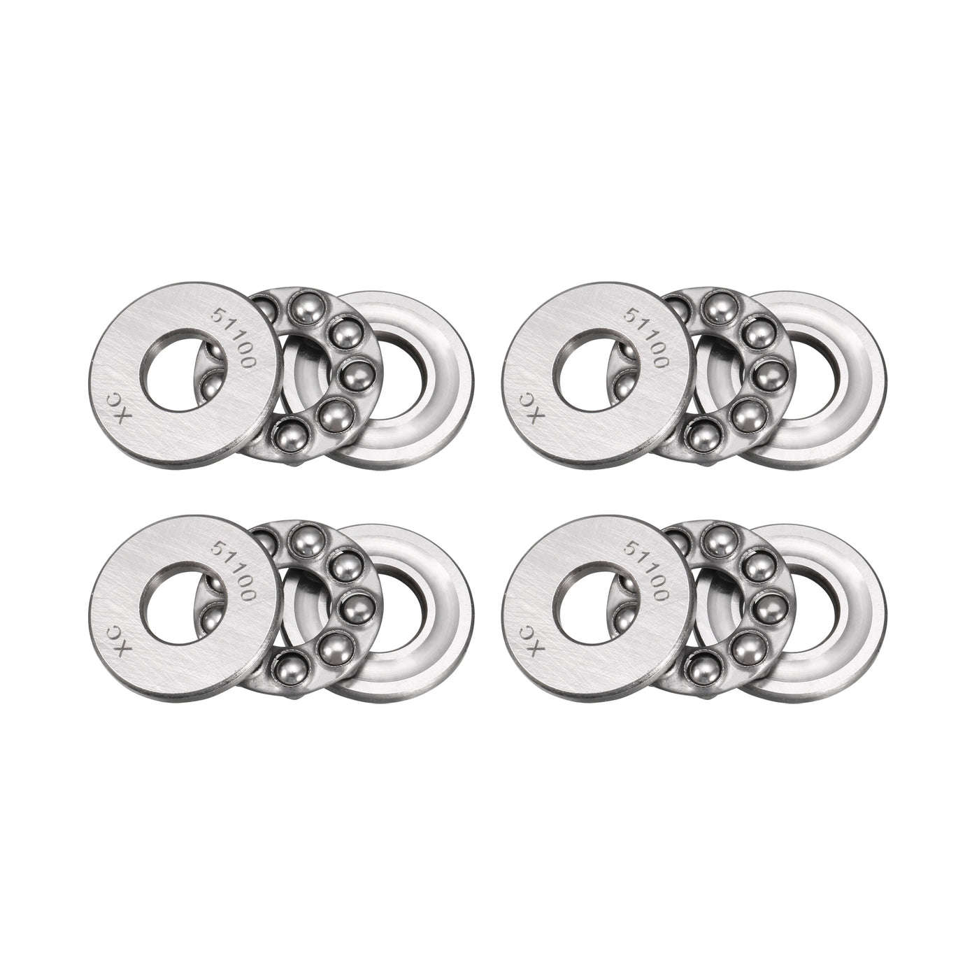 uxcell Uxcell 51100 Miniature Thrust Ball Bearing 10x24x9mm Chrome Steel with Washer 4pcs
