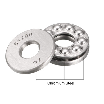 Harfington Uxcell 51200 Miniature Thrust Ball Bearing 10x26x11mm Chrome Steel with Washer 10pcs