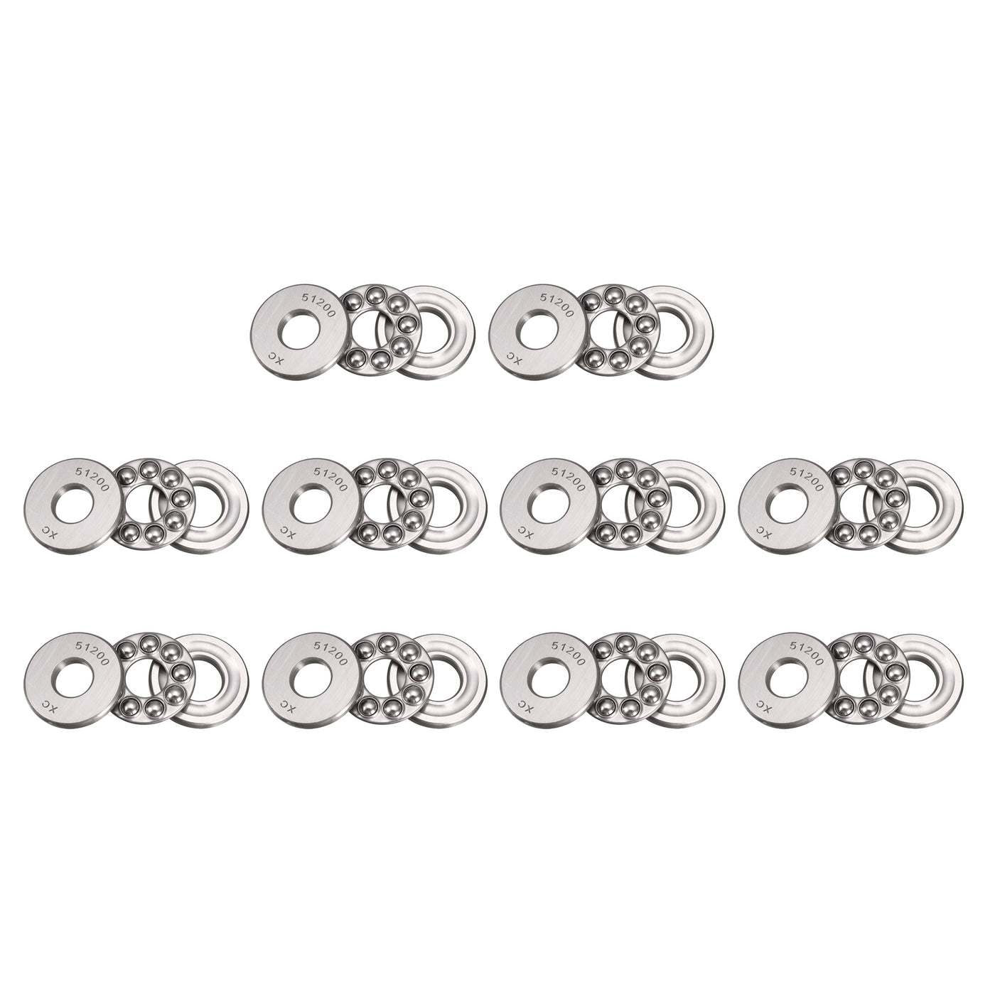 uxcell Uxcell 51200 Miniature Thrust Ball Bearing 10x26x11mm Chrome Steel with Washer 10pcs