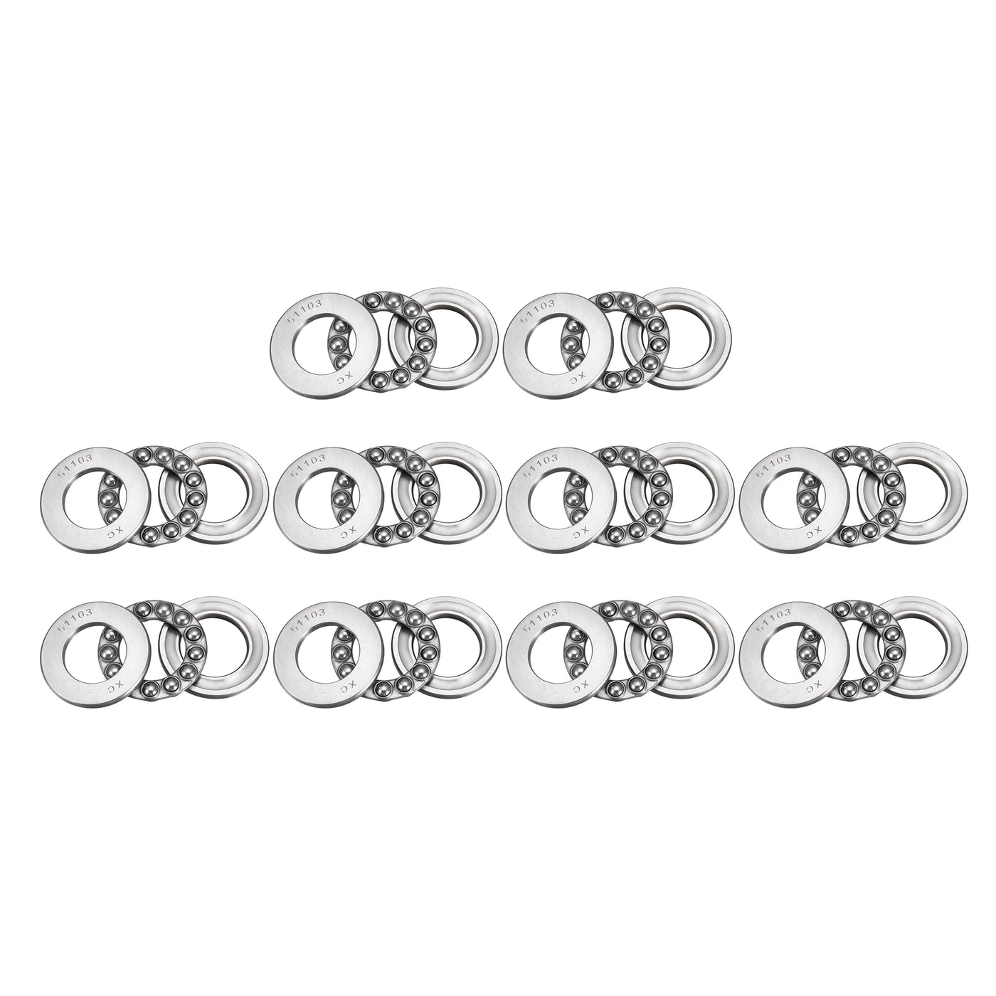 uxcell Uxcell 51103 Miniature Thrust Ball Bearing 17x30x9mm Chrome Steel with Washer 10pcs