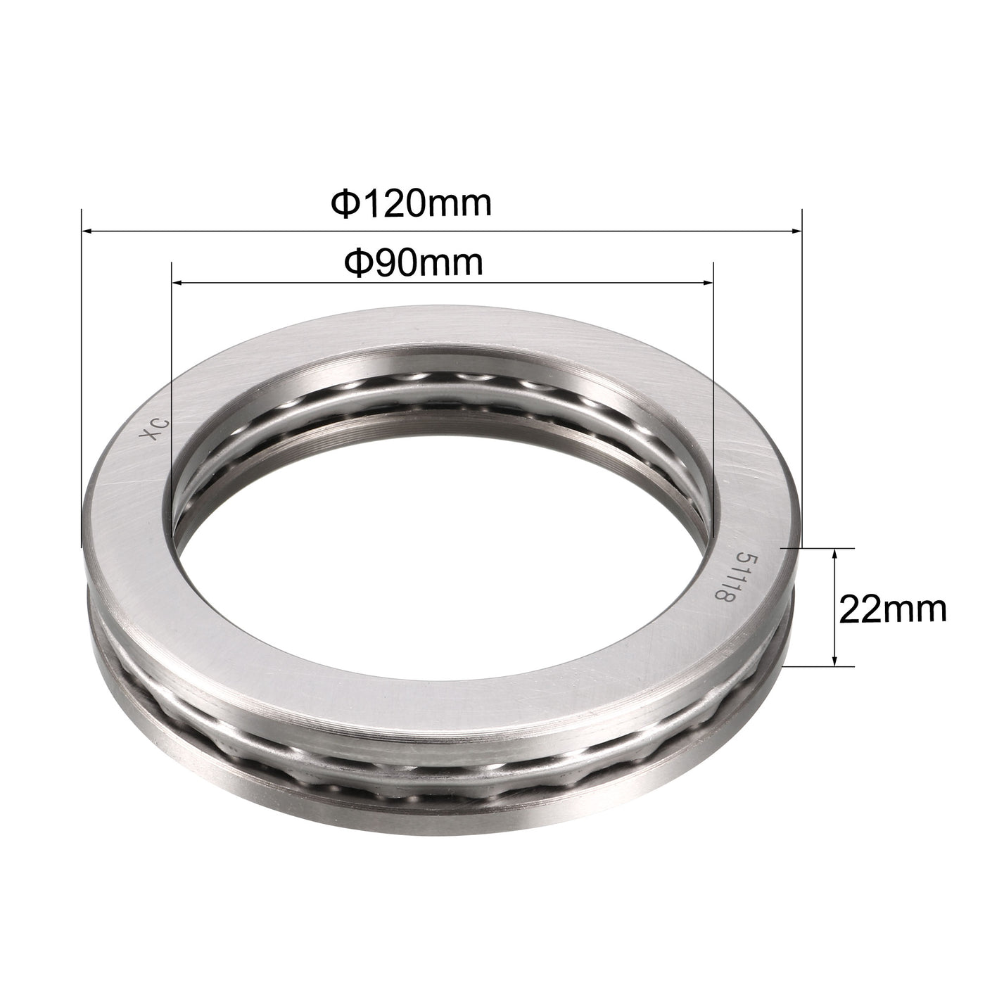 uxcell Uxcell 51118 Miniature Thrust Ball Bearing P0 90x120x22mm Chrome Steel with Washer