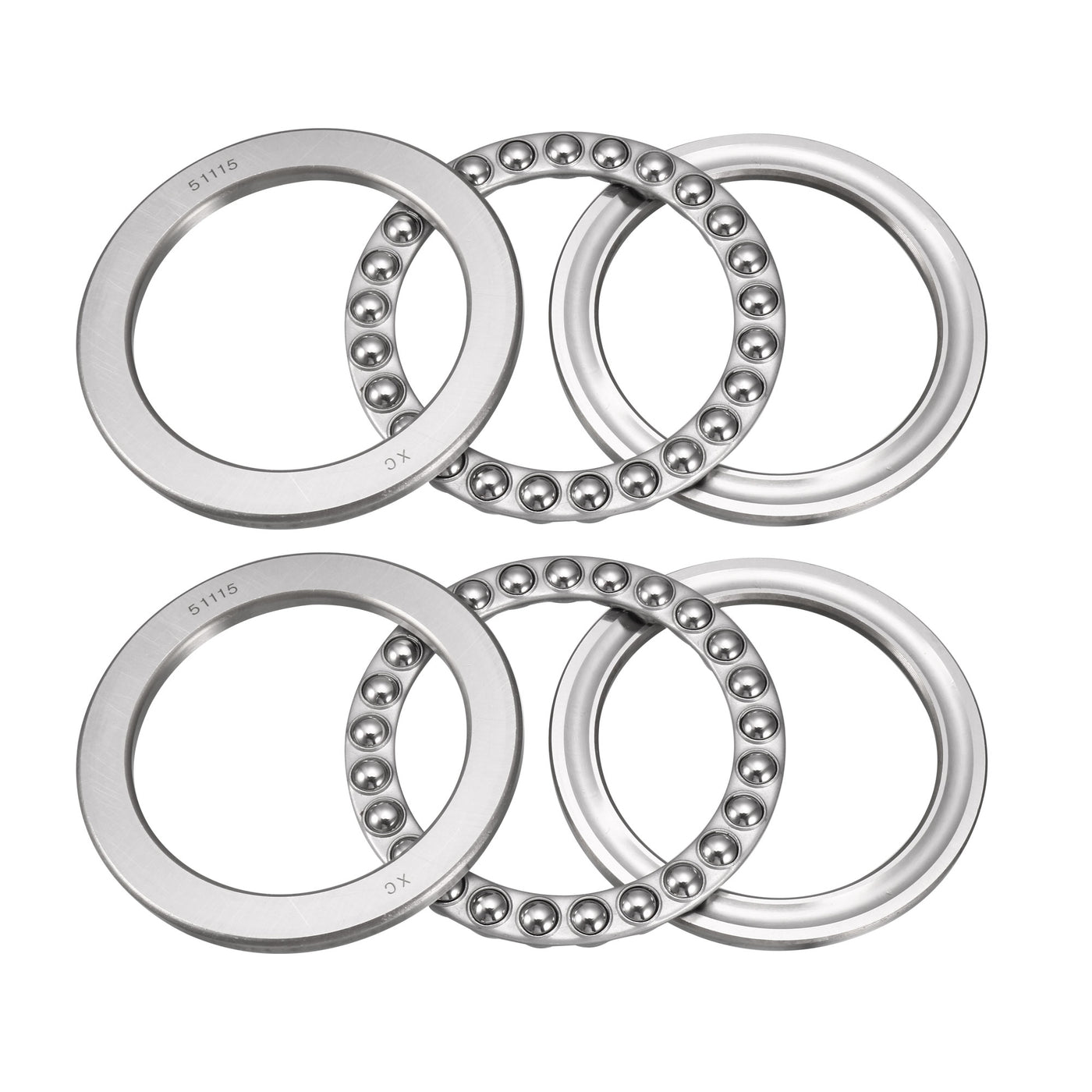 uxcell Uxcell 51115 Miniature Thrust Ball Bearing 75x100x19mm Chrome Steel with Washer 2pcs