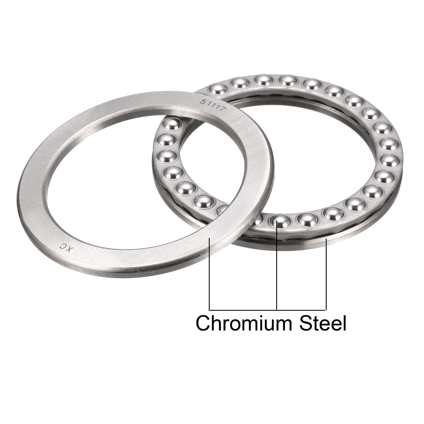 uxcell Uxcell 51117 Miniature Thrust Ball Bearing 85x110x19mm Chrome Steel with Washer